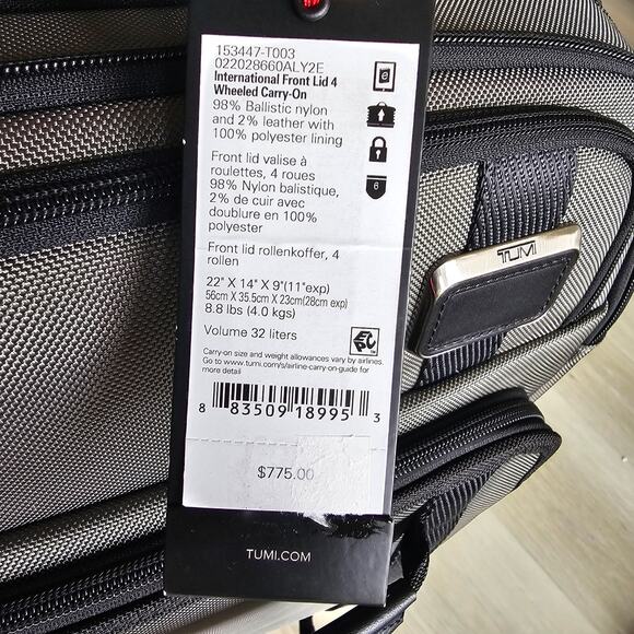 Tumi Merge International Front Lid 4 Wheeled Carry-On New with tags ALLOY - Picture 13 of 14